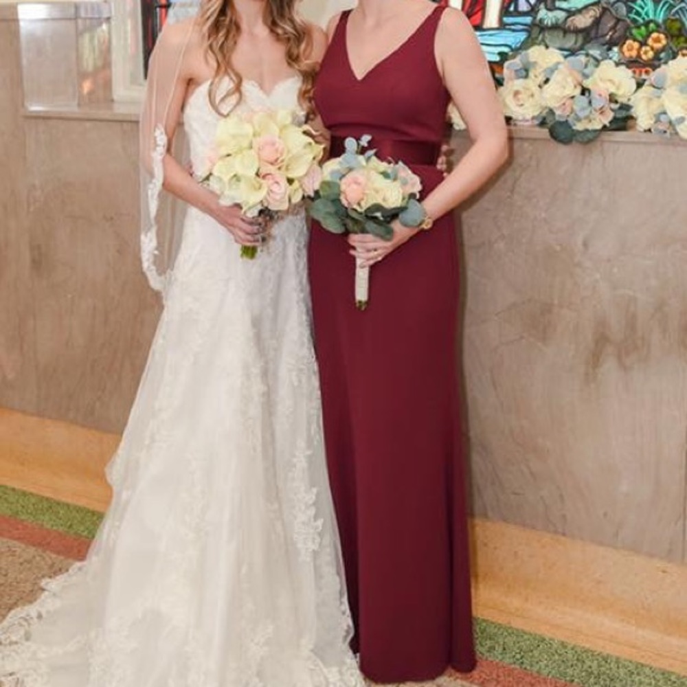 Burgundy Crepe Gown/Bridesmaid Dress